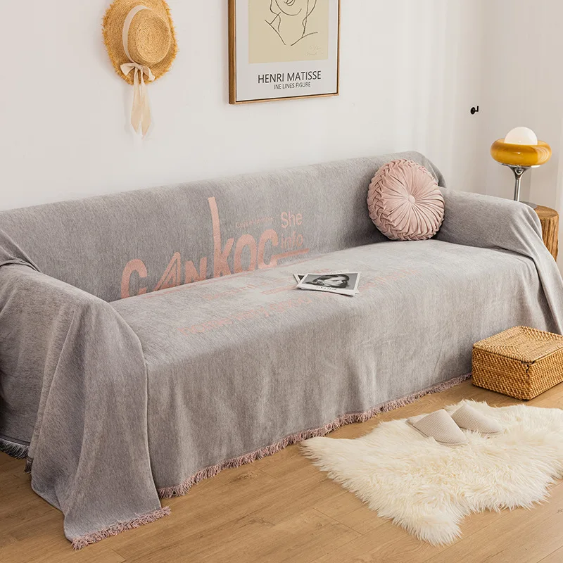 

Chenille Letter Blanket Cover for Sofa Universal Dustproof Sofa Covers Fashion Luxury Blanket Sofa Blanket Cover for Living Room