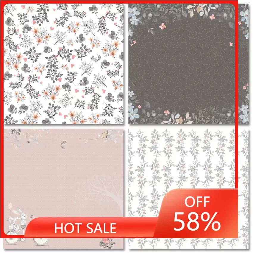 

12pc Bunny With Love Patterned Craft Paper Scrapbooking Paper Pack Handmade Album Scrapbook Background Pad Paper Card Making