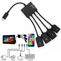 1pc high quality 4 port micro usb for android tablet computer pc power charging otg hub cable connector spliter