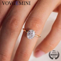 vovgemini 2ct 97mm oval moissanite ring d vvs diamond engeagement accessories for women solitaire jewelry gift lovers