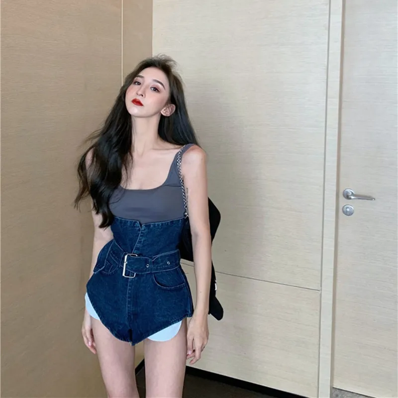 2023 New Blue Wide-legged High-waisted Denim Shorts Straight and Loose Thin A-line Wide-leg Cotton Shorts Summer Jeans Coating