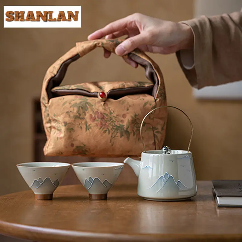 Чайный набор в стиле ретро с пепельницей подъемный чайник лучом 1 2 чашки