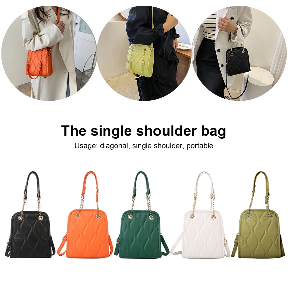 

Fashion Women Shoulder Handbags Rhomboid Pattern Crossbody Satchels PU Leather Chain Casual for Travel Shopper