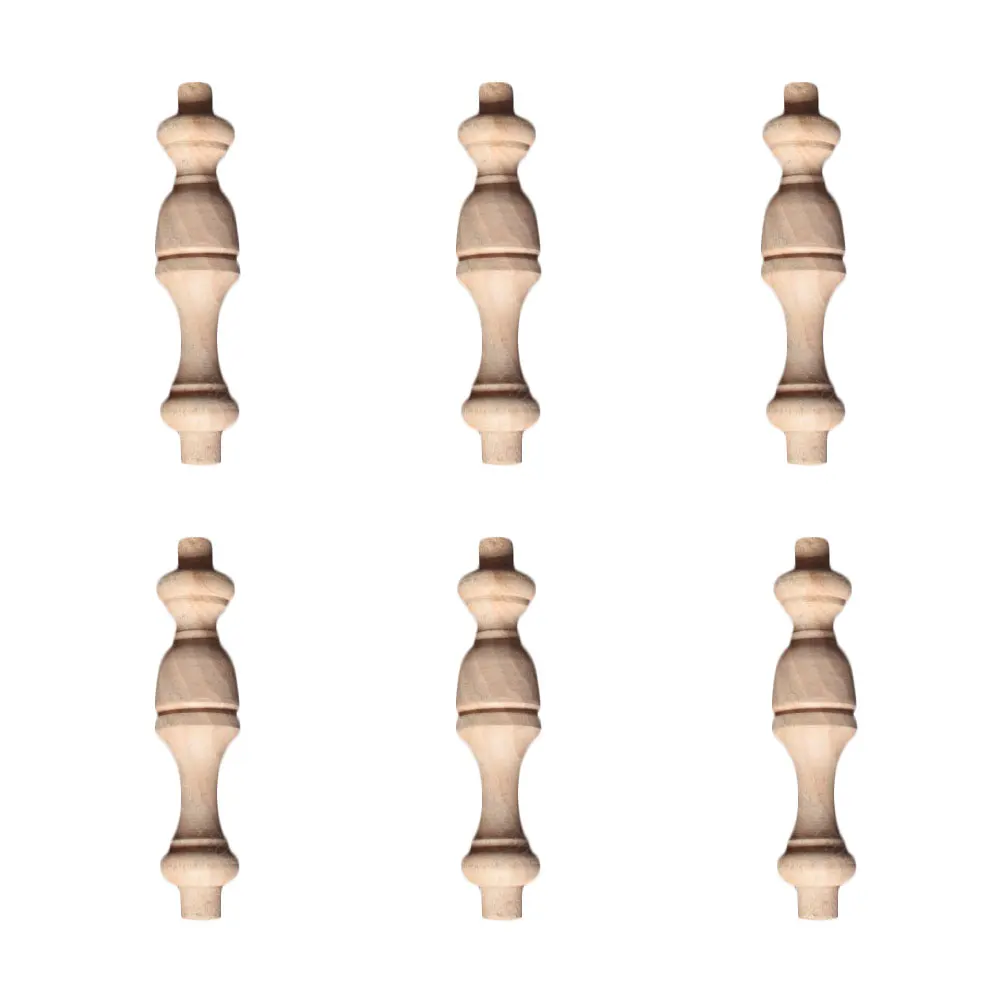 

6PCS Unpainted Covered Bridge Wood Small Gourd Fence Home Decoration Accessories Cabinet Decor Seat Door Column Decor Applique