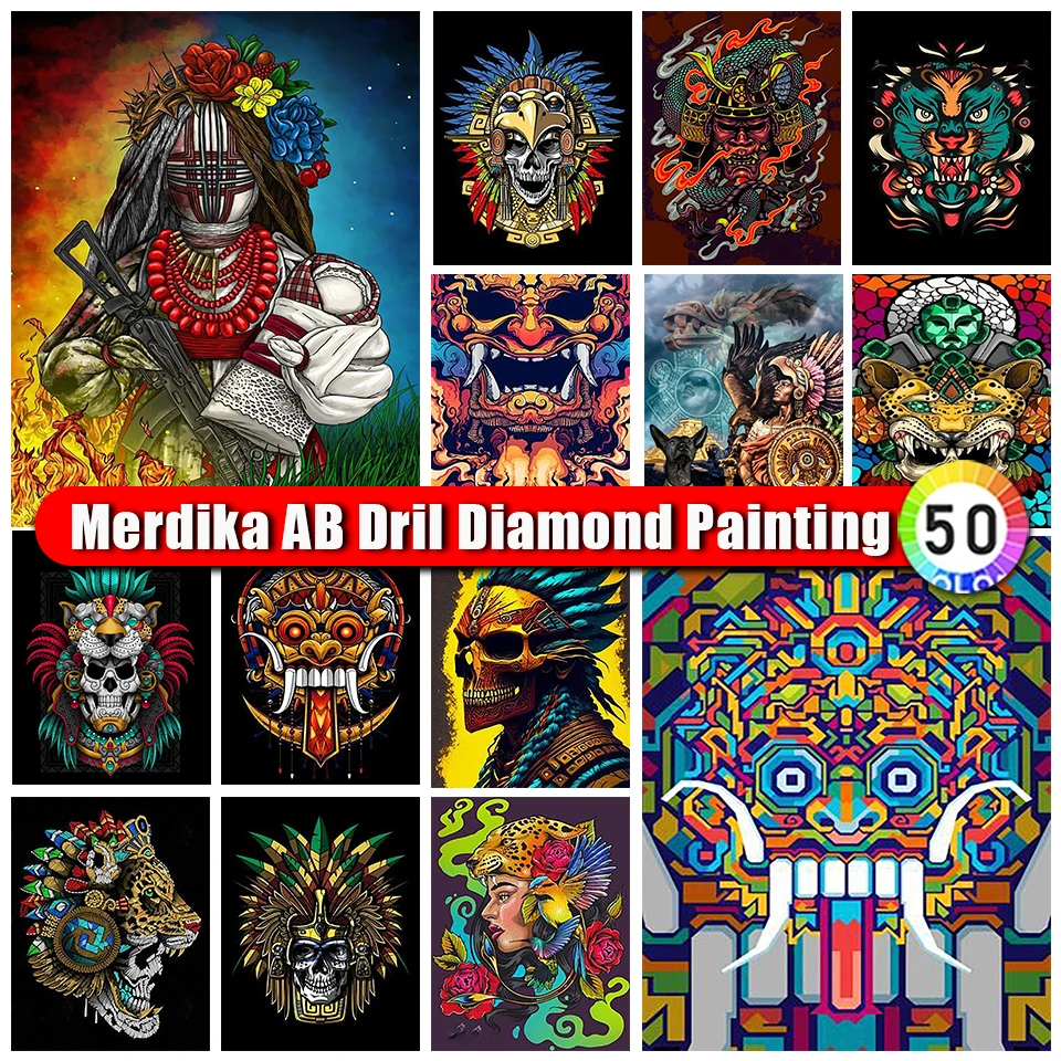 

Merdika Zipper Bag AB Diamond Painting Skull Cross Stitch Full Embroidery Diamond Mosaic Halloween Picture Rhinestone Home Decor