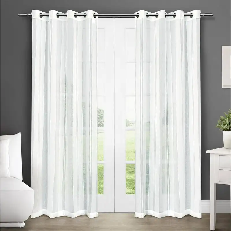 

Apollo Sheer Grommet Top Curtain Panel Pair, 50x108, Winter White