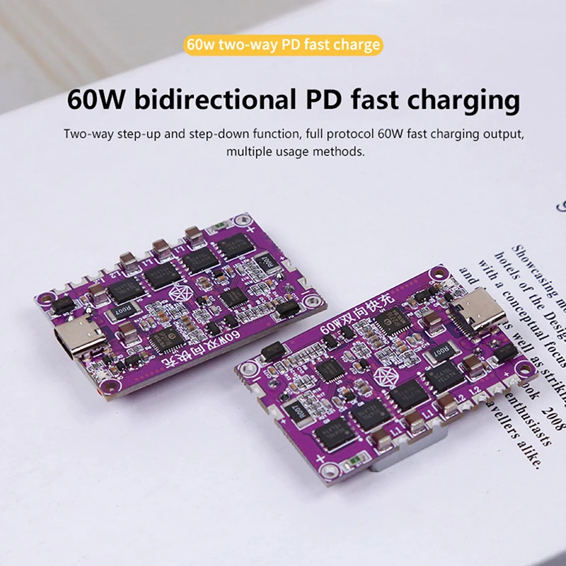 

60W Two-way PD Fast Charge 4-String Power Bank Motherboard 20V3A Two-Way Buck-Boost High-Power Charging HXYP-4S-6040