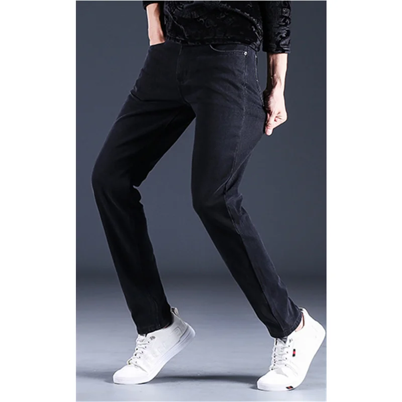 Men Clothing Autumn New Pattern Smoky Grey Self-cultivation Crus Pedis Straight Cylinder Trousers Casual Stretch Jeans Female