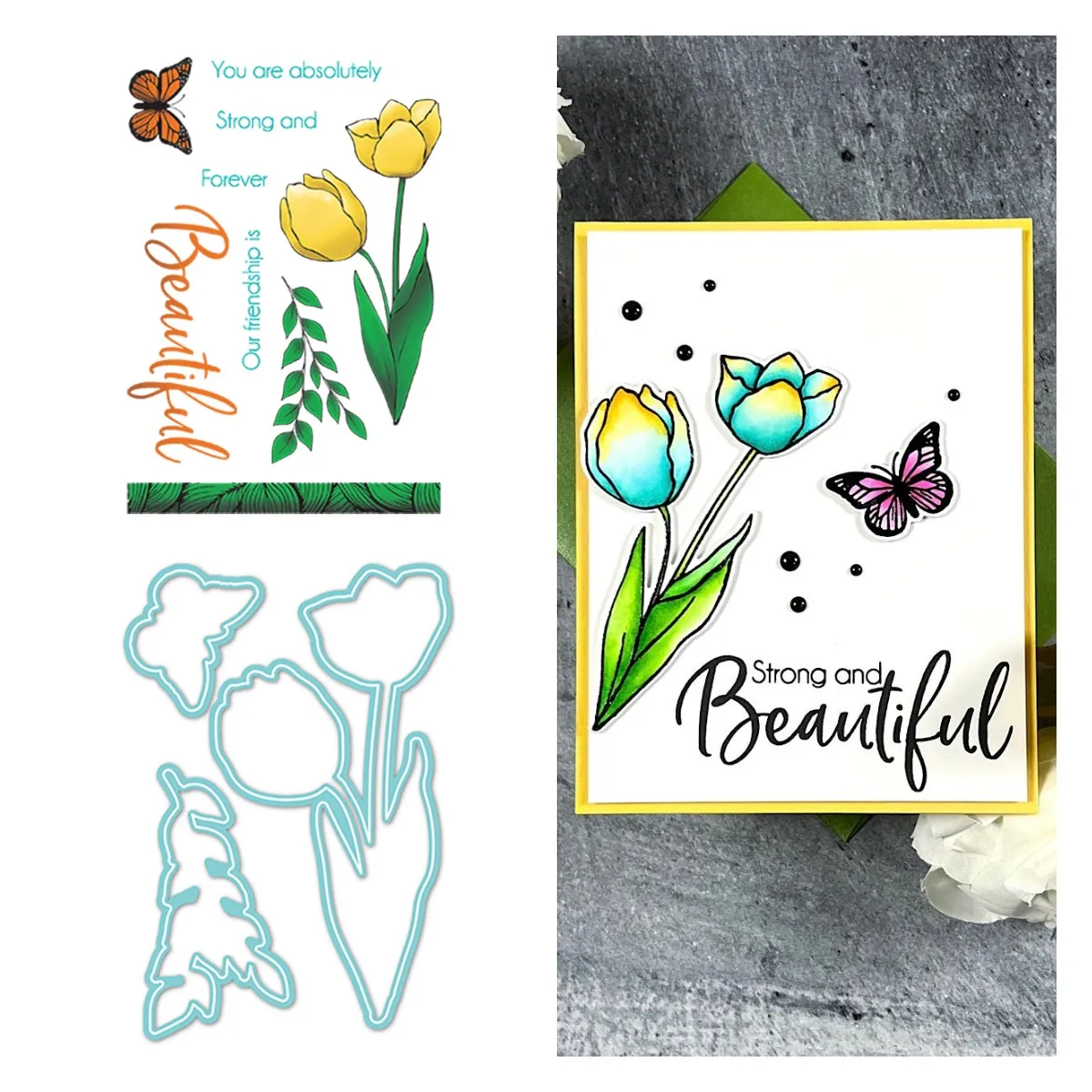 

Arrival 2022 New Hot Sale Tulip Metal Dies and Stamps Scrapbook Diary Decoration Embossing Template Diy Greeting Card Handmade