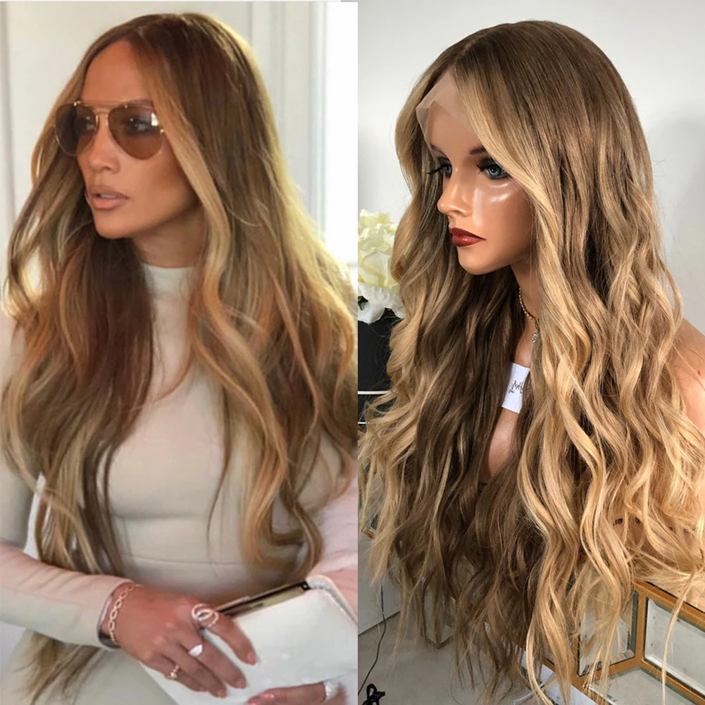 Blonde Lowlights Full Lace Human Hair Wigs Highlighted Lace Frontal Wig13x6 Bleached Knots Long Wave HD Transparent Lace Wigs