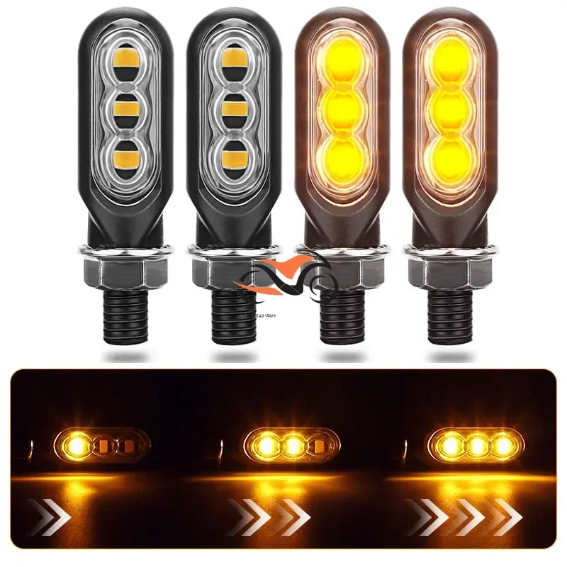 

Motorcycle Mini LED Turn Signal Lights Amber Flowing directional Signal lamp intermitentes moto for kawasaki yamaha cafe racer