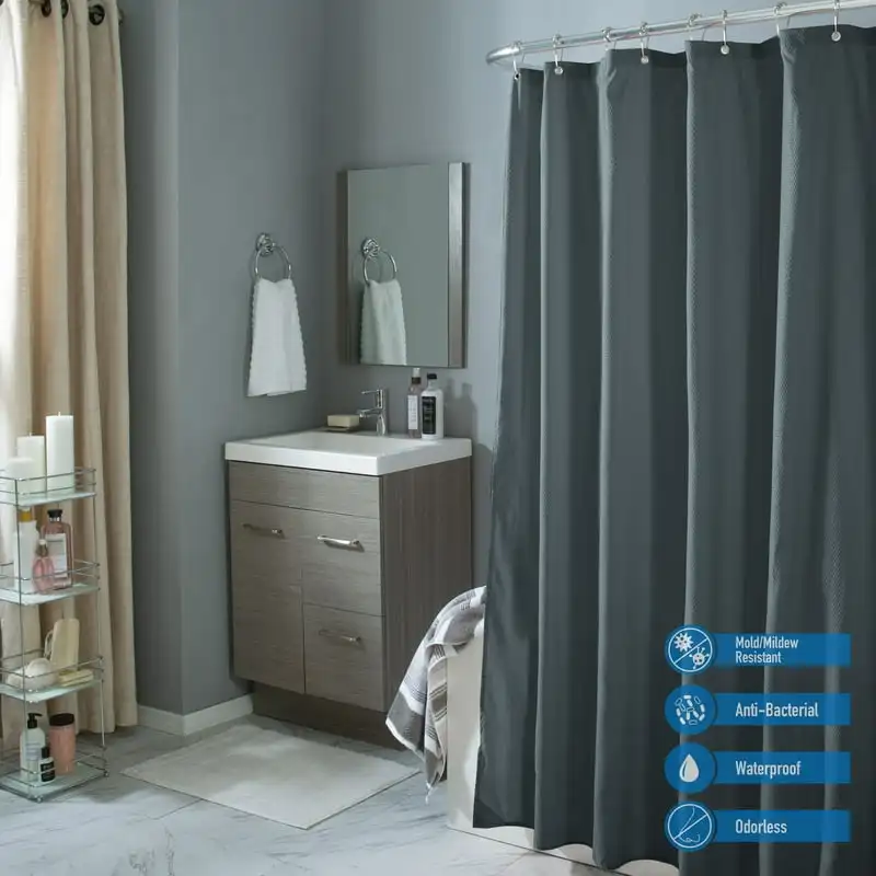 

Soft Touch Diamond Design Shower Curtain Liner in Charcoal