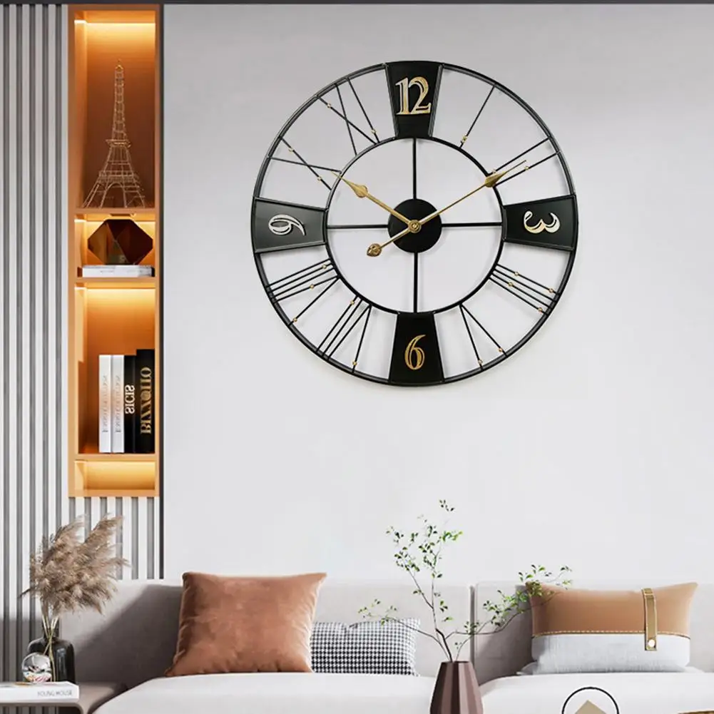 

Large Vintage Style Round Metal Wall Clock Silent Clocks For Living Room Bedroom Kitchen Decoration (Diameter 60cm)