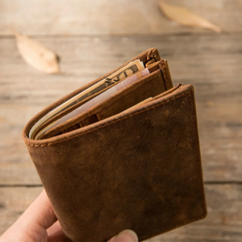 Кожаный кошелек ручной работы GROJITOO из воловьей кожи с верхним слоем вертикальный