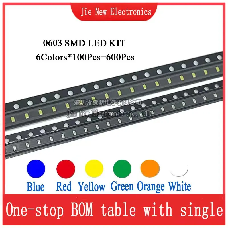 Фото JXDZXL 5730 5050 3528 1206 0805 0603 0402 Комплект светодиодных диодов SMD Белый Красный Синий Зеленый Желтый Оранжевый 600 ШТ = 6 цветов x 100 ШТ. №5