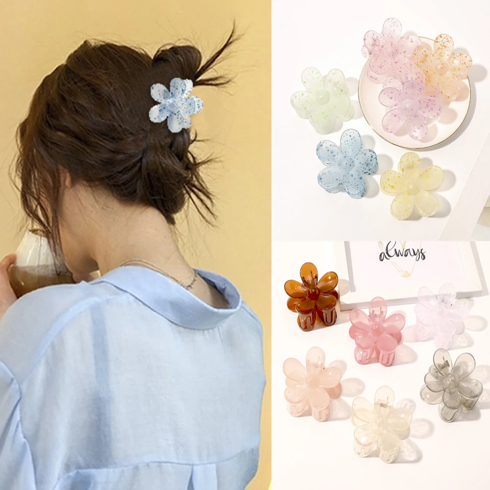 

Sweet Flower Shape Hair Claws Elegant Clear Acrylic Hair Clips Hairpins Barrette Headwear For Women Girls Hair Accessories Gifts