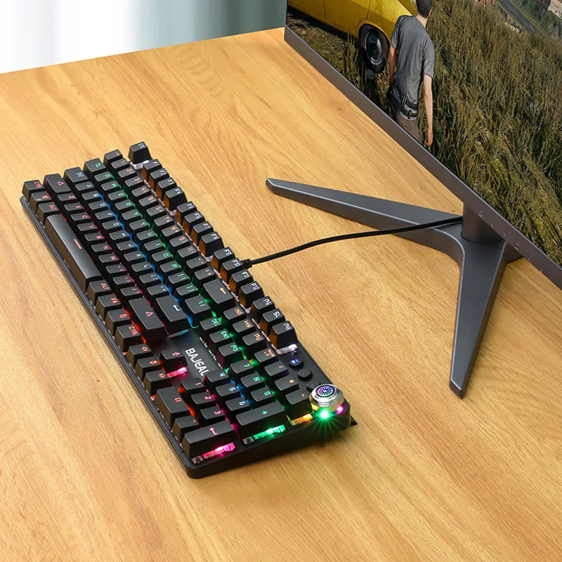 

104 Keys Gaming Mechanical Keyboard USB Kit Gamer Wired Blue Switch Gamer Keyboard RGB Light Keyboard Gaming Accessories