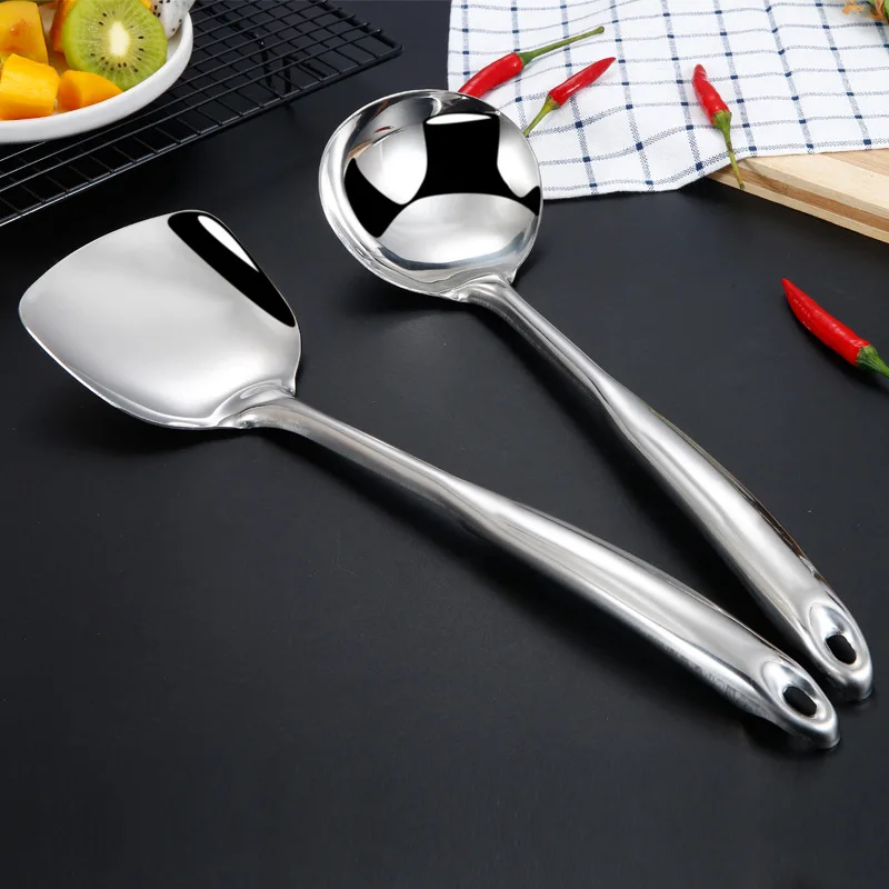 

Non magnetic 201 stainless steel spatula kitchen cooking spatula spoon kitchen utensils hollow handle thickened spatula spoon