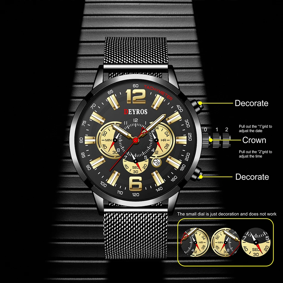 

Fashion Heren Horloges Luxe Merk Rvs Mesh Belt Quartz Horloge Voor Mannen Business Casual Lederen Horloge Reloj Hombre