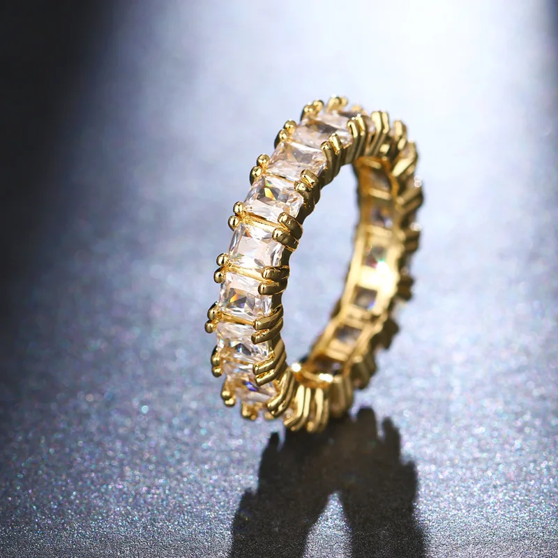 

Ladies New Fashion Personality Rectangular AAA Zircon Ring Temperament Celebrities Daily Wear Boutique Fashion Ring