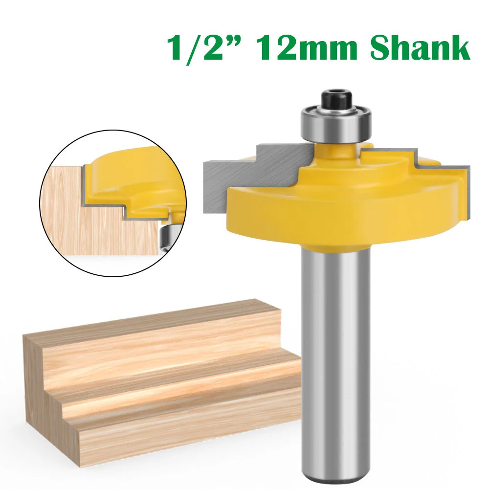 

1PC 1/2" 12.7MM 12MM Shank Milling Cutter Wood Carving Picture Frame Stepped Rabbet Molding Router Bit Carbide Tipped Milling