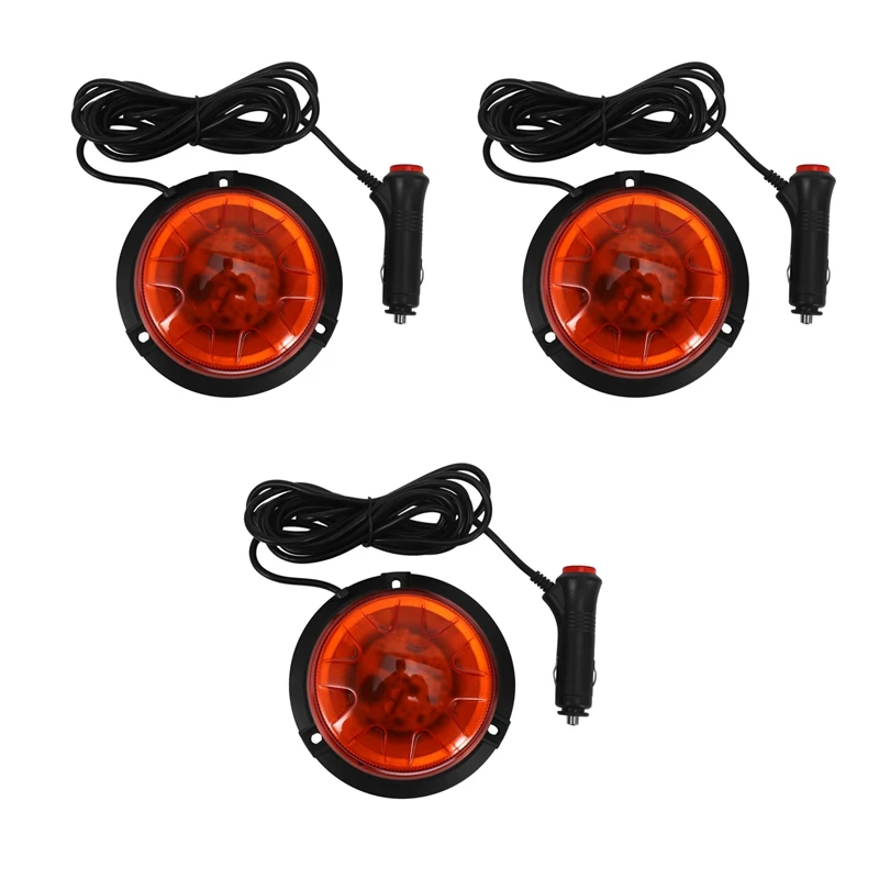 

3X 12V/24V High Intensity LED Beacon Magnet Mount Low Profile Compact Strobe Flashing Emergency Warning Light