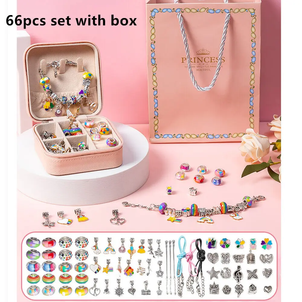 

Fashion Bracelet Making Beads Jewellery Charms Pendant Set DIY Craft Children'S Puzzle Beaded Bracelet Girls Birthday Party Gift