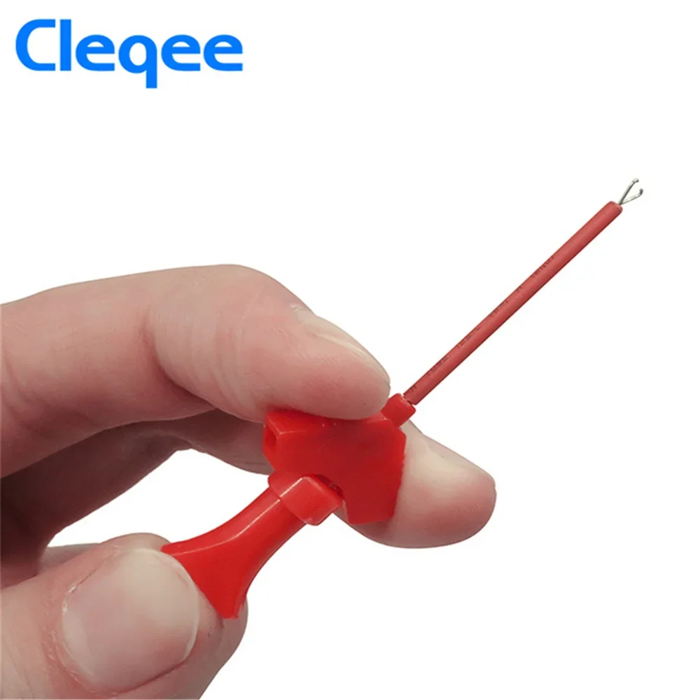 Тестовые зажимы Cleqee P1511B (2 шт.) для SMD-микросхем, с внутренней пружиной, силиконовым кабелем 26AWG и разъемом 2 мм для мультиметра, 20В5А (art.: 3920d4e618706) - 3920d4e618706