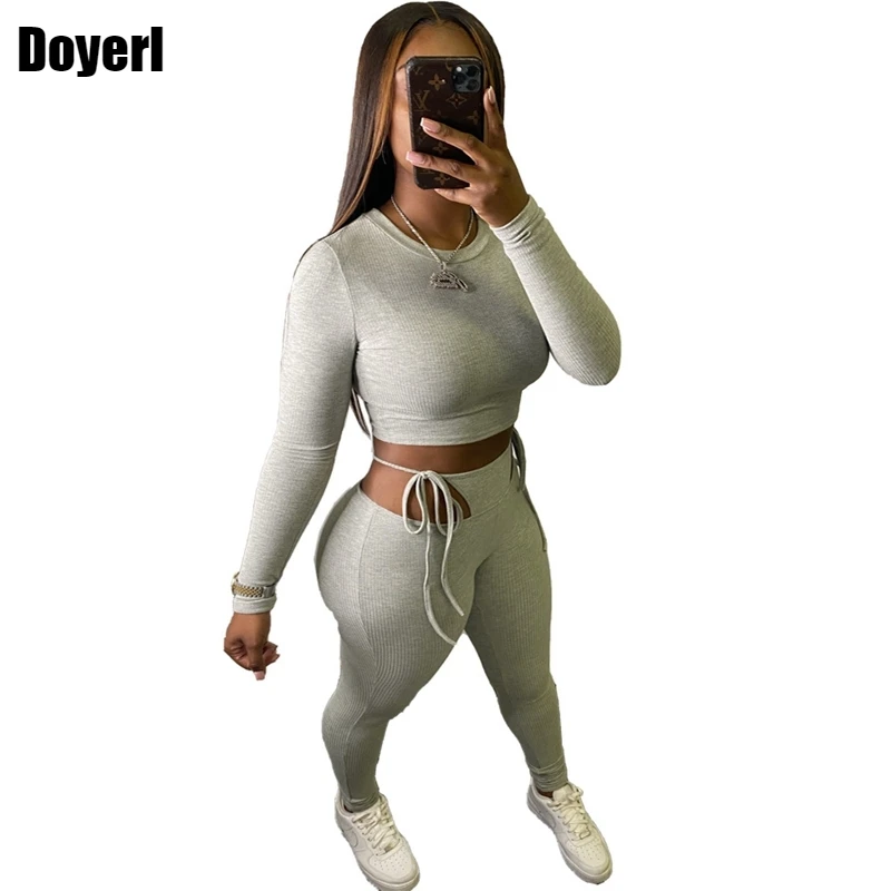 

Ribbed 2 Piece Set Women Matching Sets Sporty Workout Casual Two Piece Outfits for Women Party Clubwear Crop Top and Pants Sets