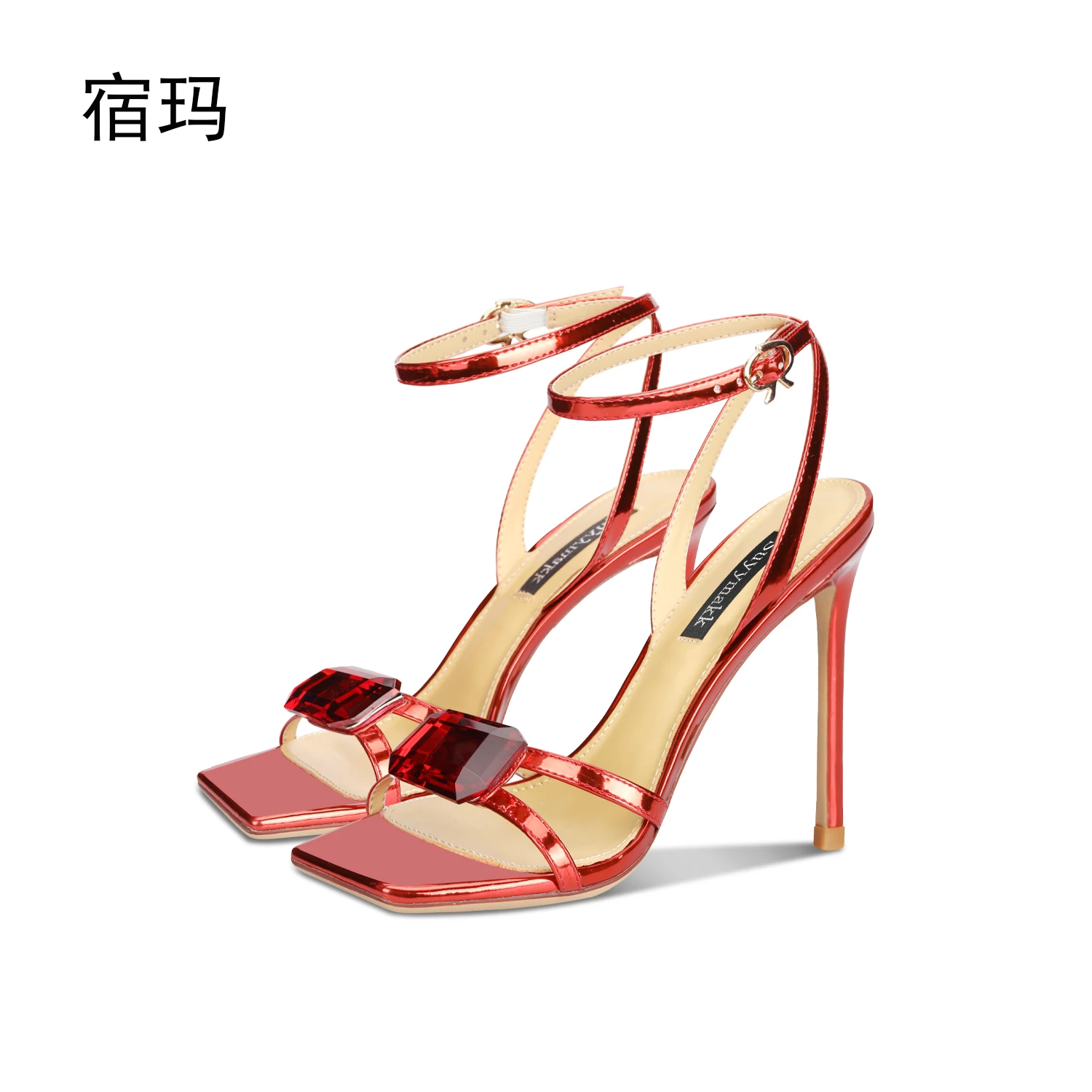 Women's Gladiator Sandals Summer 2023 New Luxury Rhinestone Crystal Fashion Ankle Strap High Heels Open Toe Elegant Ladies Shoes