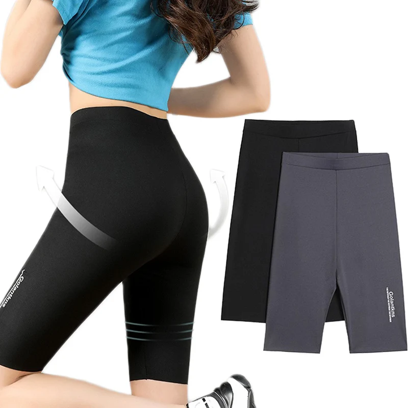 

Women Fitness Biker Shorts High Waist Sports Running Cycling Pants Summer High Waist Butt Lifter Leggings Ice Silk Shark Pants