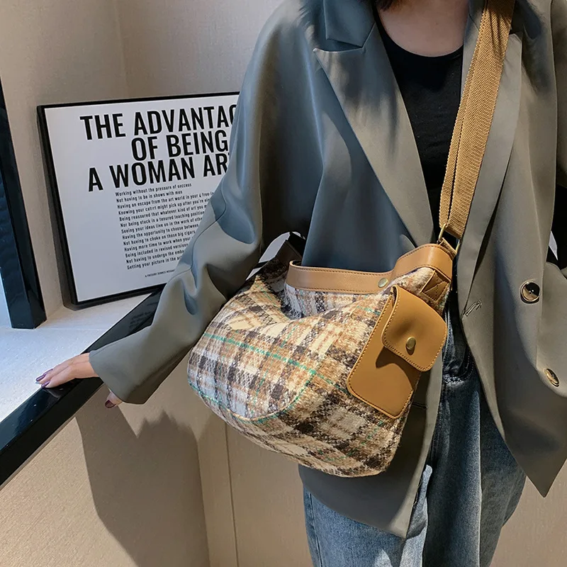 Женская сумка на плечо Jamhoo модная Холщовая Сумка-тоут с ромбовидной решеткой