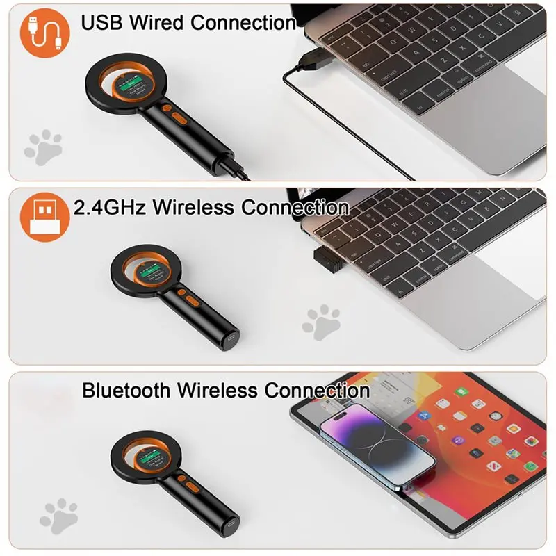 Фото LICE-2X Сканер микрочипов для животных, 3-в-1 (беспроводной 2.4 ГГц + Bluetooth + USB), универсальный сканер микрочипов для животных, Q40 №2