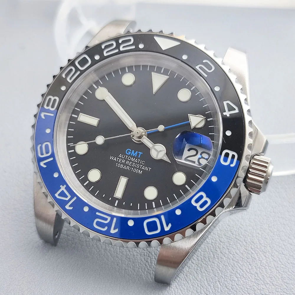 GMT чехол Япония NH34 движение сапфировое стекло C3 зеленые светящиеся часы S