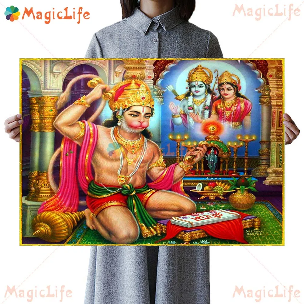 Фото Shiva Family Parvati Hinduism Religion Hanuman Prints Wall Pictures For Living Room Poster Wall Art Canvas Painting Unframed №3