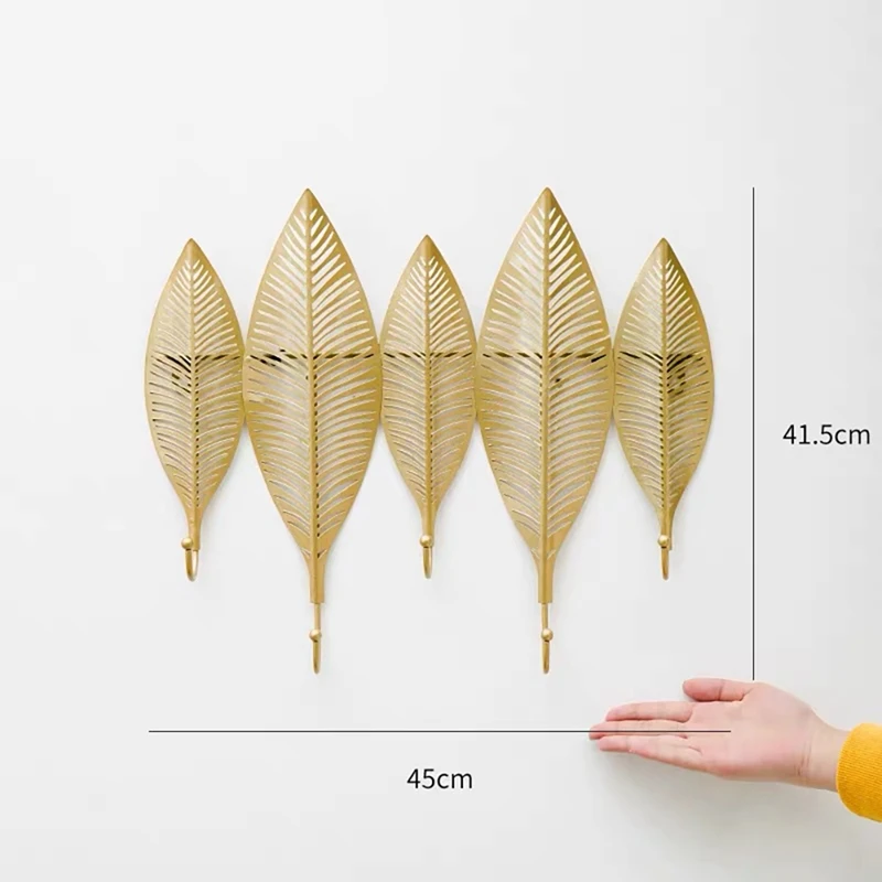 

1Pcs Nordic Metal Leaf Hook Entrance Clothes Hook Key Hooks Gold Hooks For Home Living Room Fitting Room Wall Decor