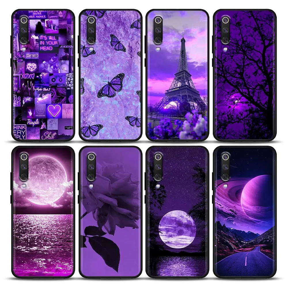 

Phone Case for Xiaomi Mi A2 8 9 SE 9T 10 10T 10S CC9 CC9E Note 10 Lite Pro 5G TPU Case Cover Beautiful landscape in purple