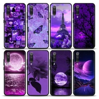 phone case for xiaomi mi a2 8 9 se 9t 10 10t 10s cc9 cc9e note 10 lite pro 5g tpu case cover beautiful landscape in purple