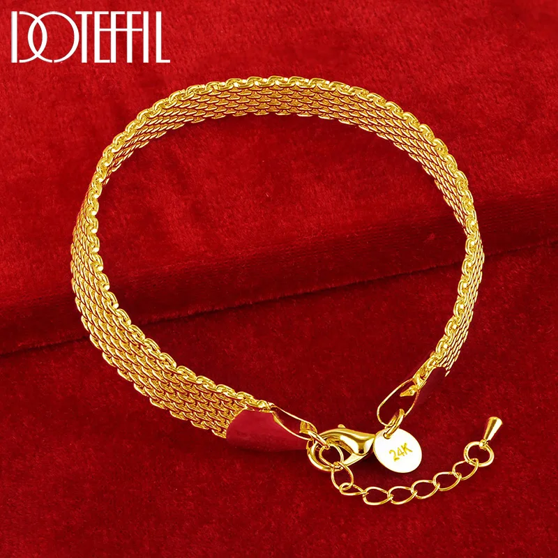Цепочка DOTEFFIL из 24-каратного золота 10 мм плетеная цепочка для женщин и мужчин