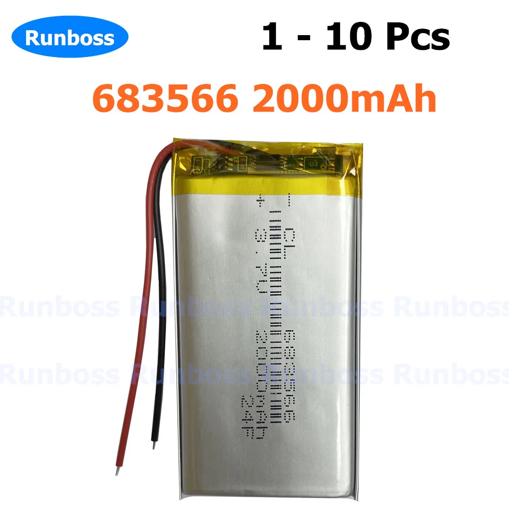 1-10 шт. 683566 633770 703565 Литий-полимерный аккумулятор 3 7 В 2000 мАч для портативной