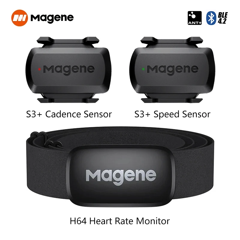 

Magene S3+ Dual Mode Speed/Cadence Sensor Bike Speedometer ANT+ Bluetooth Heart Rate Monitor for Garmin iGPSPORT Bryton