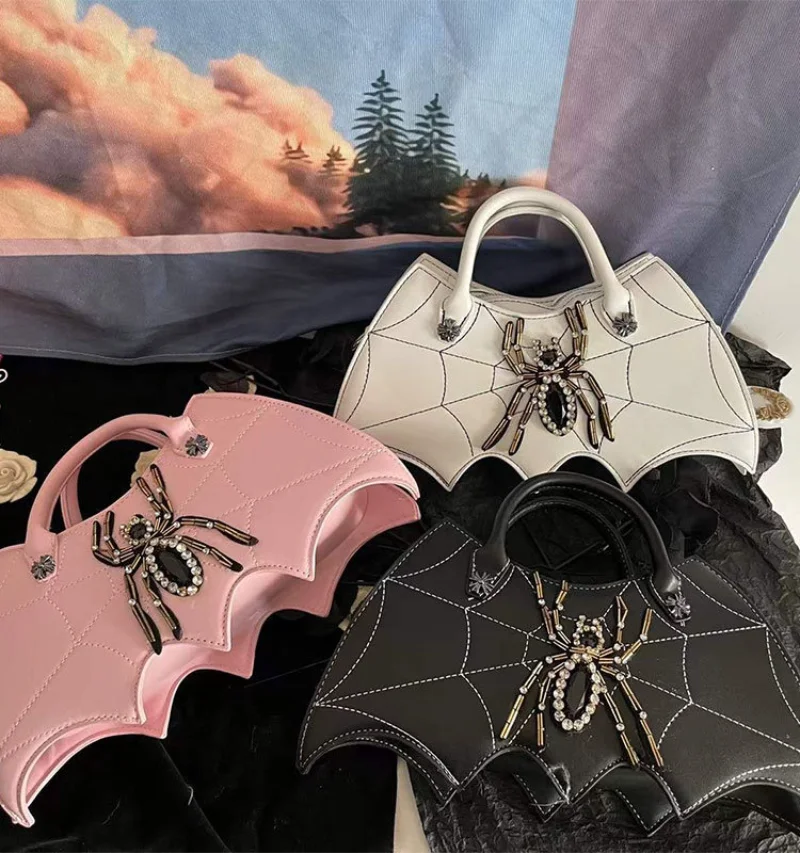 

2023 Women's Designer Bags Women Girls Gothic Batman Leather Shoulder Bag Luxury Messenger Bag Purse Punk Messenger Bag Tote