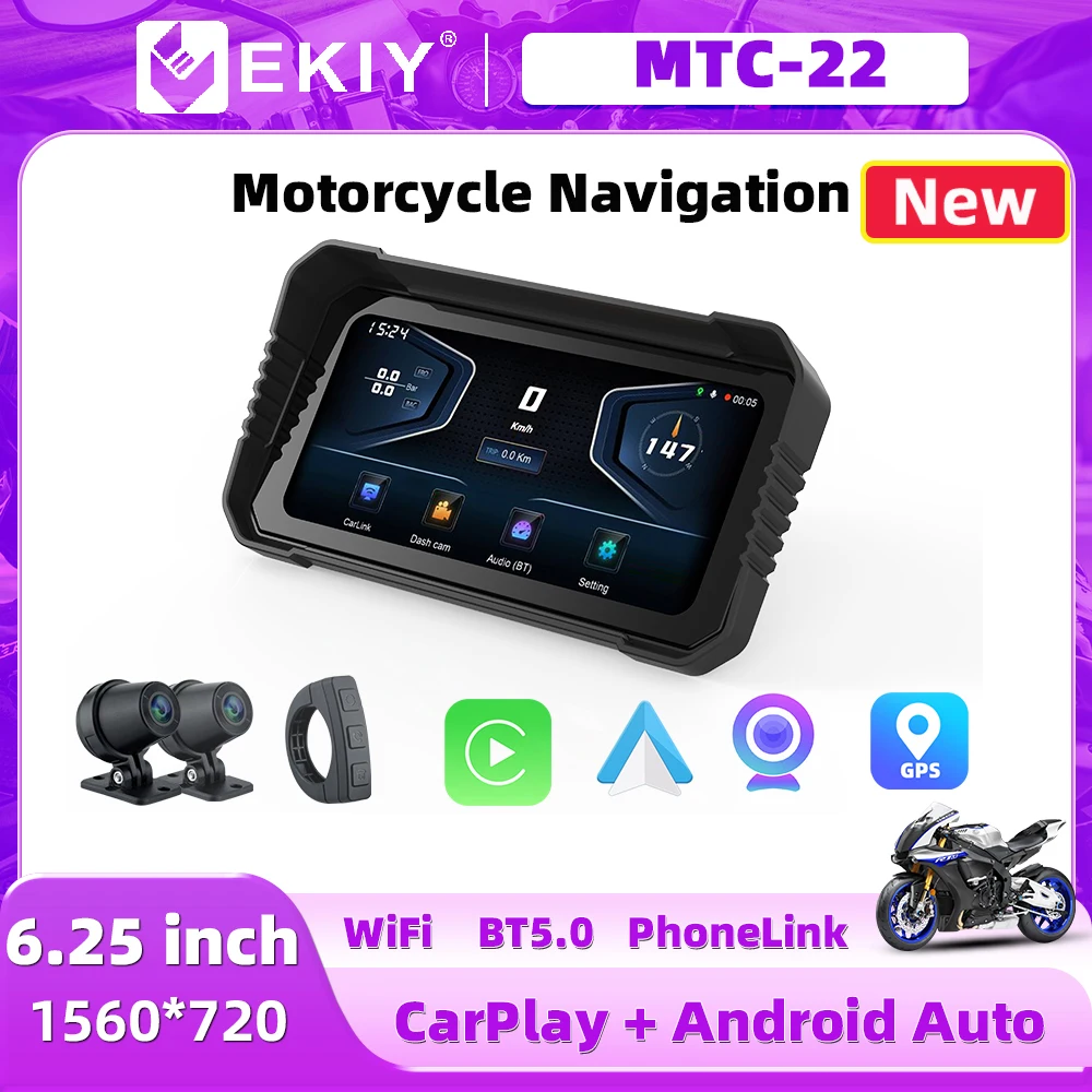 Аксессуары для двигателей EKIY 6 25-дюймовый беспроводной Carplay и Android авто мотоциклы