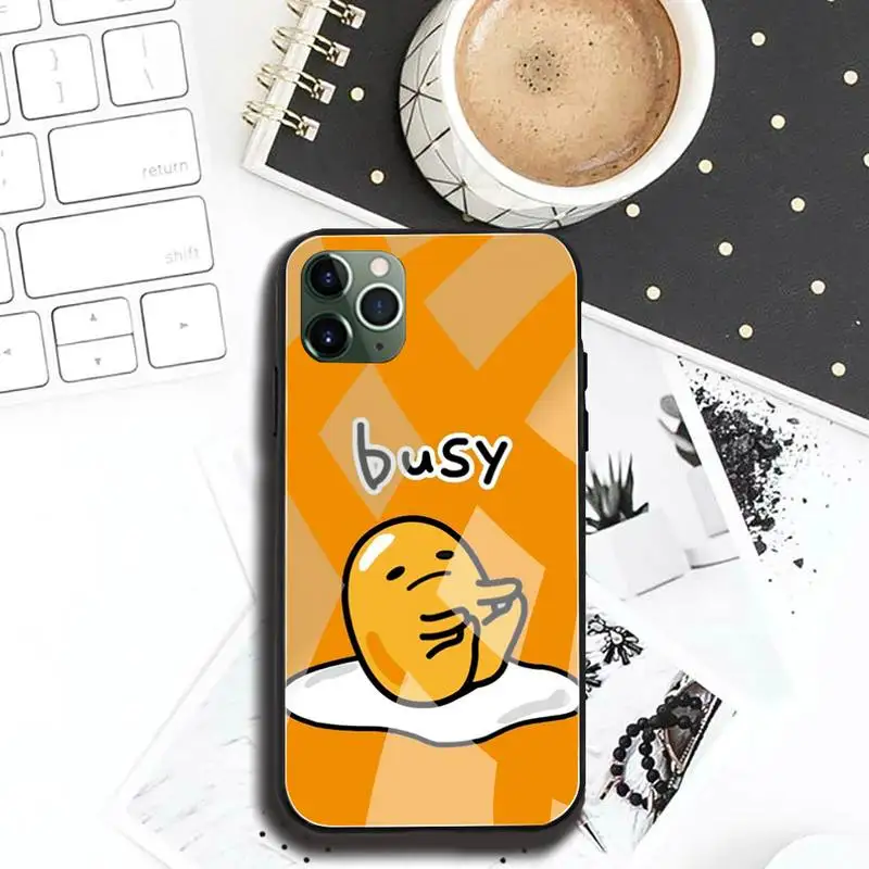 Милый мультяшный чехол для телефона Gudetama закаленное стекло iPhone 13 12 Mini 11 Pro XR XS MAX 8X7