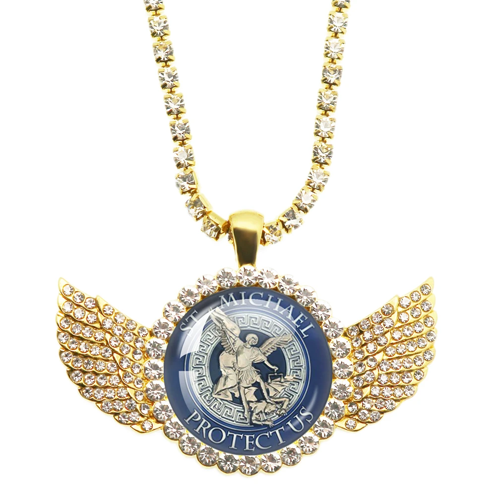 Модное Угловое ожерелье Archangel St.Michael Protect Me Saint Shield Очаровательное с русским
