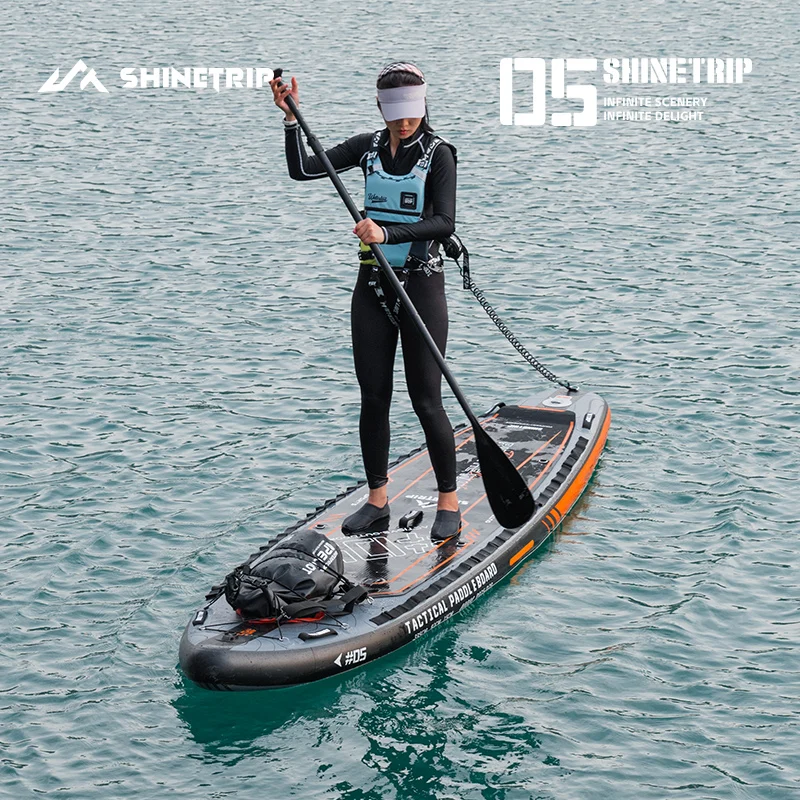 Фото Тактическая надувная SUP-доска ShineTrip: ультралегкая портативная доска для серфинга, сверхширокая, нескользящая, для водных видов спорта №4