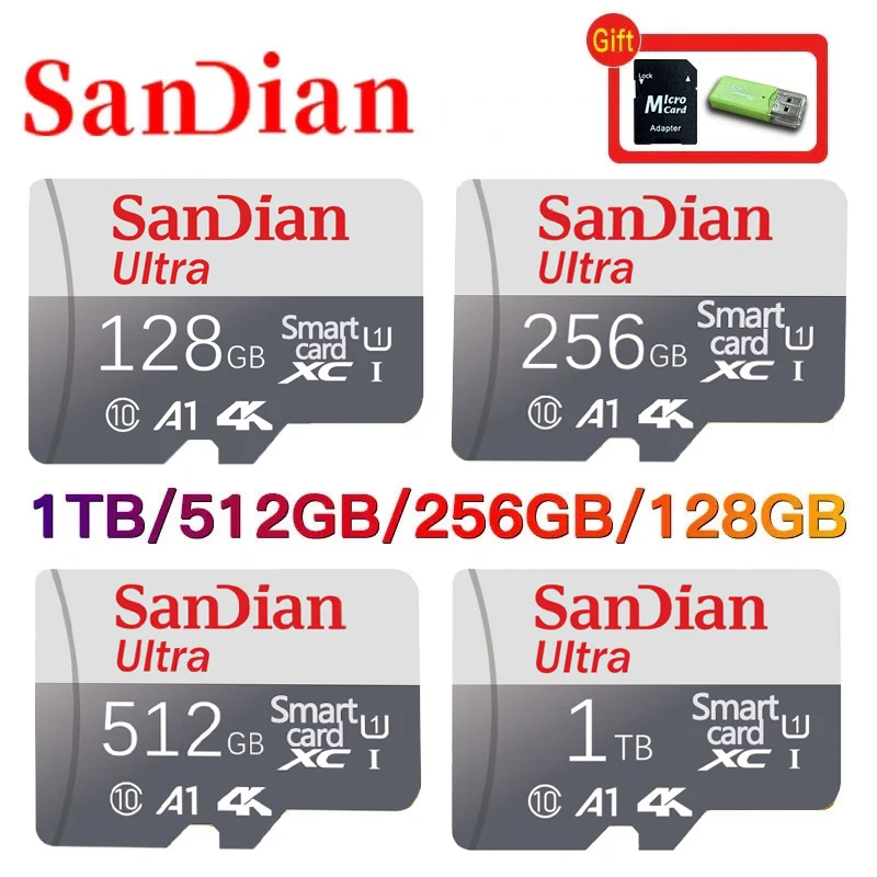 Оригинальная карта Micro TF Class10, 2 ТБ, 1 ТБ, карта памяти A1 ...