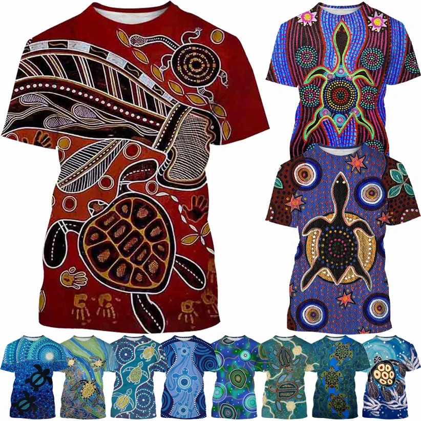 

Hot Sale Aboriginal Aboriginal Turtle Point Painting Art 3D Printing T-Shirt Unisex Vertigo Hypnotic Swirl Short Sleeve T-Shirt