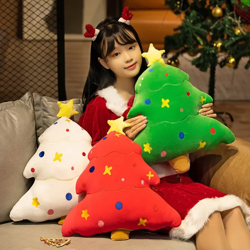

New Green Christmas Tree Plush Toy Cushion Kawaii Home Sofa Living Room Nap Pillow Decoration Stuffed Doll for Girls Xmas Gift