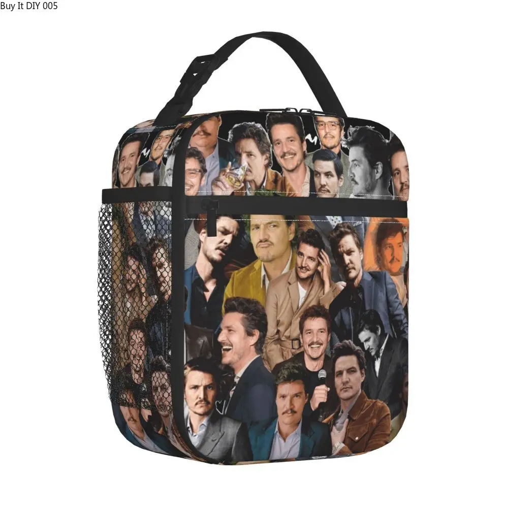 

Pedro Pascal Collage Actor Movie Insulated Lunch Bag Thermal Bag Lunch Container Capacity Tote Lunch Box Girl Boy College Picnic